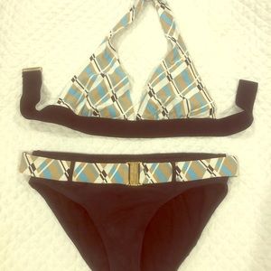 Bikini black/plaid with belted waist